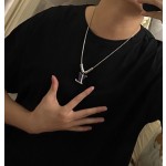 Louis Vuitton Rockabilly punk thai silver vintage silver necklace for couples with 60cm adjustable length