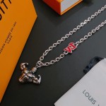 Louis Vuitton Rockabilly punk thai silver vintage silver necklace for couples with 60cm adjustable length