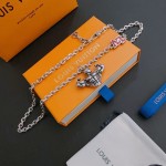 Louis Vuitton Rockabilly punk thai silver vintage silver necklace for couples with 60cm adjustable length