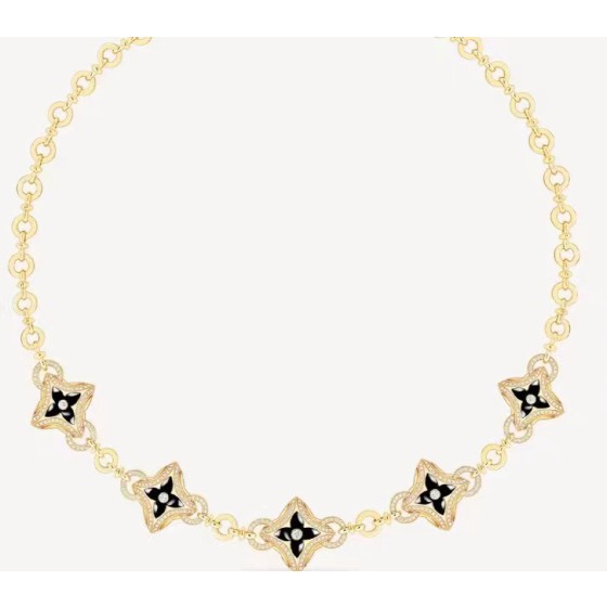 Louis Vuitton Full diamond four leaf clover five flower necklace in yellow gold