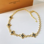 Louis Vuitton Full diamond four leaf clover five flower necklace in yellow gold