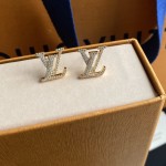 Louis Vuitton LV crystal diamond monogram stud earrings in S925 sterling silver pin