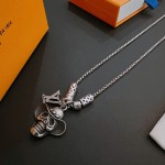 Louis Vuitton Rockabilly punk thai silver vintage silver necklace for couples with 60cm adjustable length