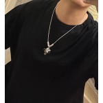 Louis Vuitton Rockabilly punk thai silver vintage silver necklace for couples with 60cm adjustable length