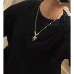 Louis Vuitton Rockabilly punk thai silver vintage silver necklace for couples with 60cm adjustable length