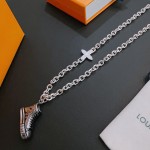 Louis Vuitton Rockabilly punk thai silver vintage silver necklace for couples with 60cm adjustable length