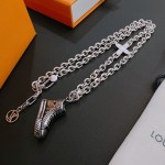 Louis Vuitton Rockabilly punk thai silver vintage silver necklace for couples with 60cm adjustable length