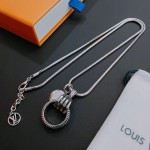 Louis Vuitton Rockabilly punk thai silver vintage silver necklace for couples with 60cm adjustable length