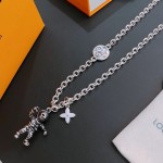 Louis Vuitton Rockabilly punk thai silver vintage silver necklace for couples with 60cm adjustable length