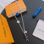 Louis Vuitton Rockabilly punk thai silver vintage silver necklace for couples with 60cm adjustable length