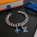 Louis Vuitton Cuban Chain Collection Vintage Silver Bracelet Couple's version 22cm20cm18cm changeable length