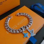 Louis Vuitton Cuban Chain Collection Vintage Silver Bracelet Couple's version 22cm20cm18cm changeable length