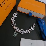 Louis Vuitton Cuban Chain Collection Vintage Silver Bracelet Couple's version 22cm20cm18cm changeable length