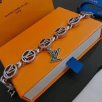 Louis Vuitton Cuban Chain Collection Vintage Silver Bracelet Couple's version 22cm20cm18cm changeable length
