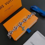 Louis Vuitton Cuban Chain Collection Vintage Silver Bracelet Couple's version 22cm20cm18cm changeable length