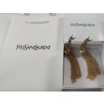 Saint Laurent YSL Tassel Chain Clause Ear Clap Stud Earrings