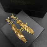 Saint Laurent YSL monogrammed leaf dangle earrings