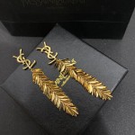 Saint Laurent YSL monogrammed leaf dangle earrings