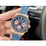 Audemars Piguet set with 32 baguette-cut sapphires in "rainbow colors"