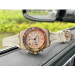 Audemars Piguet set with 32 baguette-cut sapphires in "rainbow colors"