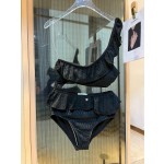 Chanel Ruffle Irregular One Piece Swimsuit Bikini