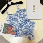 Dior Halter Gathering One-Piece Swimsuit
