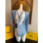 Fendi long-sleeved one-piece sun protection swimming costume