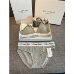 Ck Underwear Women Steelless Triangle Cup with Bra Pads Sexy Sports Bra Low Waist Ck Briefs Swimwear