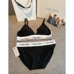 Ck Underwear Women Steelless Triangle Cup with Bra Pads Sexy Sports Bra Low Waist Ck Briefs Swimwear