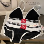 Ck Underwear Women Steelless Triangle Cup with Bra Pads Sexy Sports Bra Low Waist Ck Briefs Bikini Swimwear