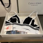 Ck Underwear Women Steelless Triangle Cup with Bra Pads Sexy Sports Bra Low Waist Ck Briefs Bikini Swimwear