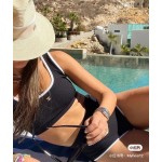 Chanel New Bikini Midi Set Petit Chanel Logo Print Camisole + Triangle Bottoms Separate Swimsuit