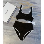 Chanel New Bikini Midi Set Petit Chanel Logo Print Camisole + Triangle Bottoms Separate Swimsuit