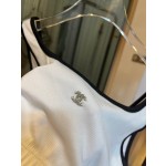 Chanel New Bikini Midi Set Petit Chanel Logo Print Camisole + Triangle Bottoms Separate Swimsuit