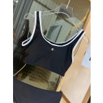 Chanel New Bikini Midi Set Petit Chanel Logo Print Camisole + Triangle Bottoms Separate Swimsuit