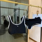 Chanel New Bikini Midi Set Petit Chanel Logo Print Camisole + Triangle Bottoms Separate Swimsuit