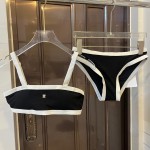 Chanel New Bikini Midi Set Petit Chanel Logo Wrap Tankini + Triangle Bottom Separate Swimsuit