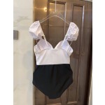 Chanel New One-piece swimming costume with steel ring