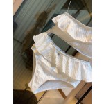 CHANEL Ruffle Irregular One-piece Swimsuit Bikini