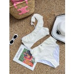CHANEL Ruffle Irregular One-piece Swimsuit Bikini