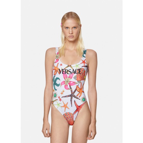 Versac*New Starfish Shell Print Open Back U-Neck One-Piece Swimsuit