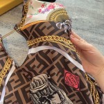 fend* x versac* joint f letter chain print strap one-piece swimsuit