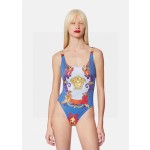 versace new court style lion dading print u-neck halter one piece swimming costume
