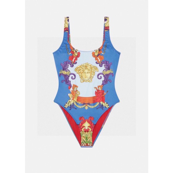 versace new court style lion dading print u-neck halter one piece swimming costume