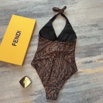 Fendi New F monogrammed metal ring one piece swimming costume