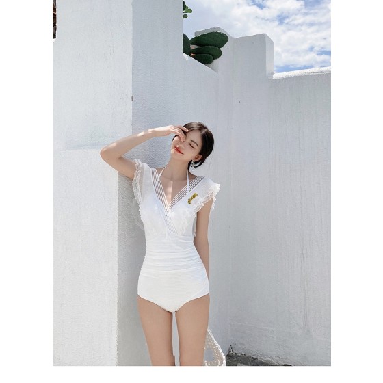 Saint Laurent Pure Black with Wave Lace One-piece Swimsuit