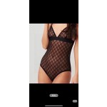Gucci Letter Embroidered Mesh Camisole Semi-Sheer Sexy Swimsuit