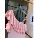 CHANEL Ruffle Irregular One-piece Swimsuit Bikini