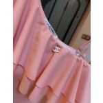 CHANEL Ruffle Irregular One-piece Swimsuit Bikini