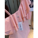 CHANEL Ruffle Irregular One-piece Swimsuit Bikini